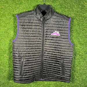 Colorado Rockies Puffer Vest Black Purple Trim Zip Front Logo Mens XL